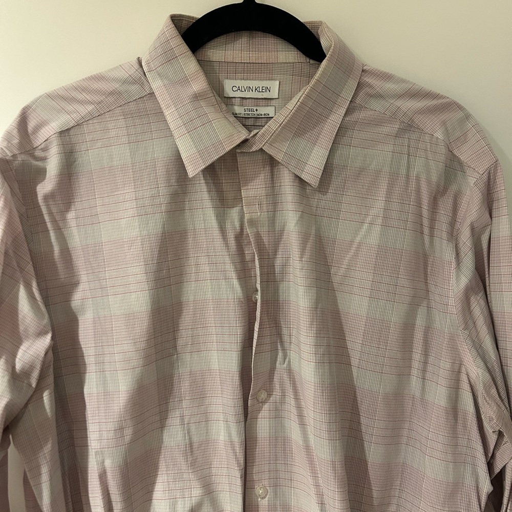 Calvin Klein Men's Light Pink Checkered Shirt